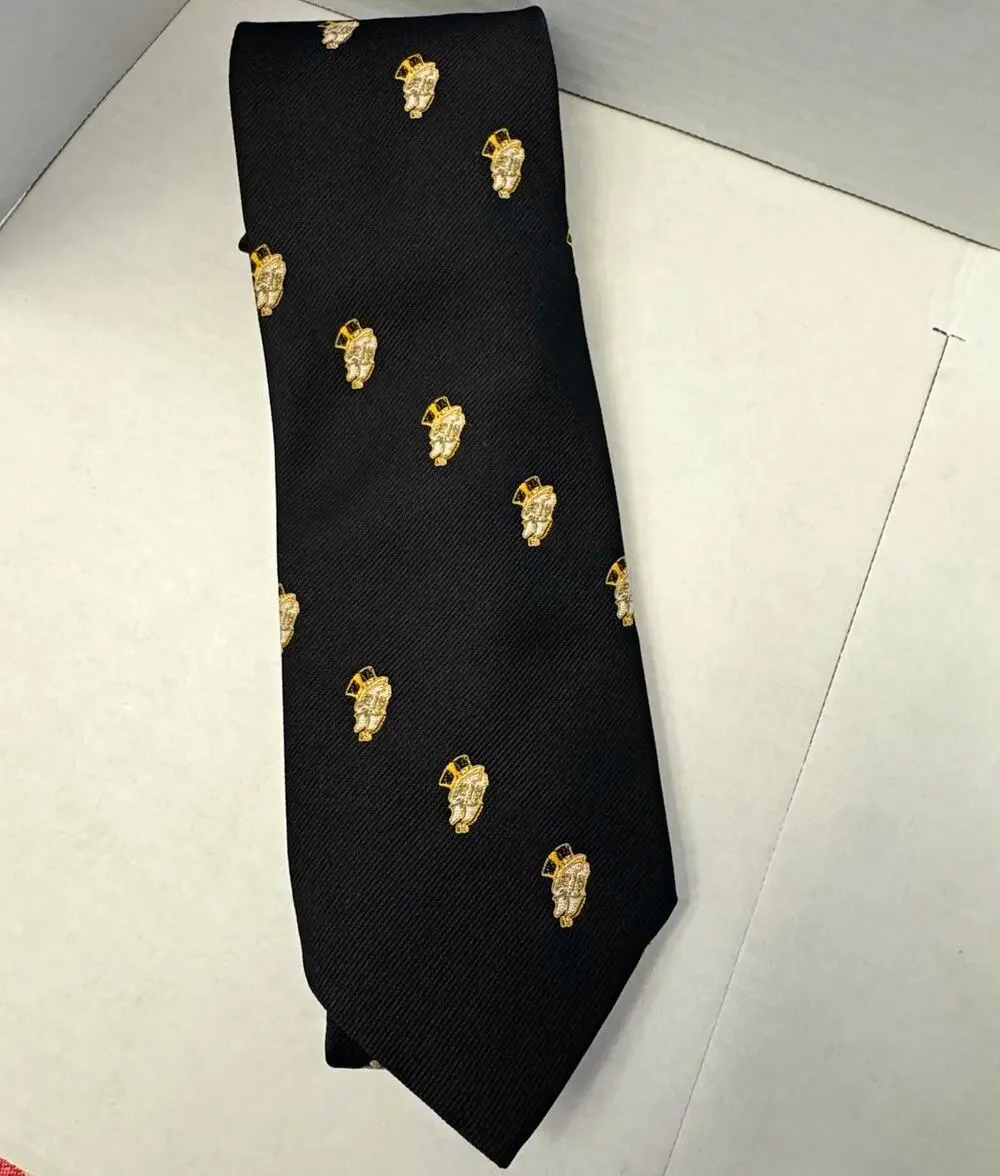 Clacchi Milano Black Novelty Necktie Top Hat Gentleman Mascot Pattern Microfiber